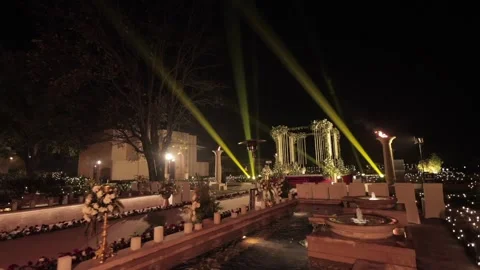 A Slow Motion Shot of an Indian Wedding Venue  Decoration in India Stock Footage 282011978