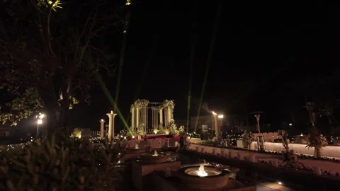 A Slow Motion Shot of an Indian Wedding Venue  Decoration in India Stock Footage 282011990