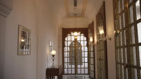 A Slow Motion Shot of an Indian Wedding Venue  Decoration in India Stock Footage 282012102