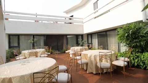 A Slow Motion Shot of an Indian Wedding Venue  Decoration in India Stock Footage 282012124