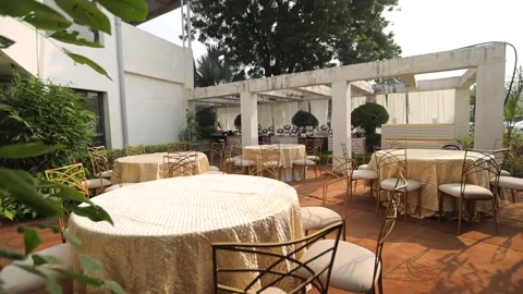 A Slow Motion Shot of an Indian Wedding Venue  Decoration in India Stock Footage 282012149