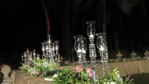 A Slow Motion Shot of an Indian Wedding Venue Decoration in India Stock Footage 296151953