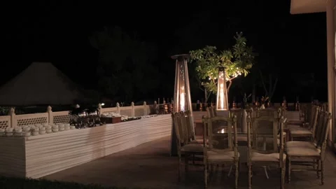 A Slow Motion Shot of an Indian Wedding Venue Decoration in India Stock Footage 296152007