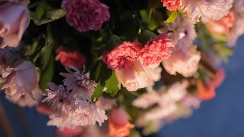 A Slow Motion Shot of an Indian Wedding Venue Decoration in India Stock Footage 296480876