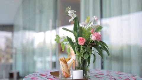 A Slow Motion Shot of an Indian Wedding Venue Decoration in India Stock Footage 296480892