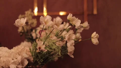 A Slow Motion Shot of an Indian Wedding Venue Decoration in India Stock Footage 296480902