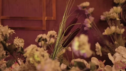 A Slow Motion Shot of an Indian Wedding Venue Decoration in India Stock Footage 296480959