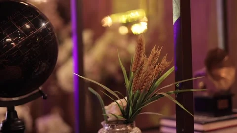 A Slow Motion Shot of an Indian Wedding Venue Decoration in India Stock Footage 296480960