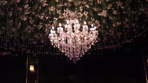 A Slow Motion Shot of an Indian Wedding Venue Decoration in India Stock Footage 296480968