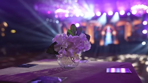 A Slow Motion Shot of an Indian Wedding Venue Decoration in India Stock Footage 296480972