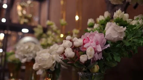 A Slow Motion Shot of an Indian Wedding Venue Decoration in India Stock-Footage 296480976