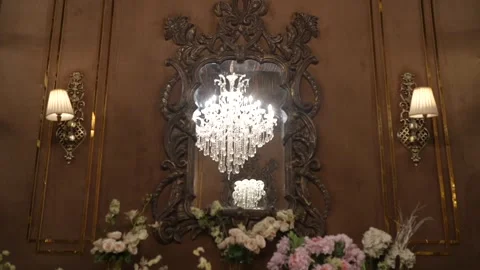 A Slow Motion Shot of an Indian Wedding Venue Decoration in India Stock Footage 296480982