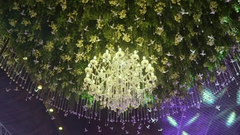 A Slow Motion Shot of an Indian Wedding Venue Decoration in India Stock Footage 296480987