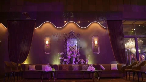 A Slow Motion Shot of an Indian Wedding Venue Decoration in India Stock Footage 296480988