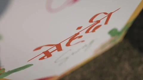 A Slow Motion Shot of an Indian Wedding Venue Decoration in India Stock Footage 300154635