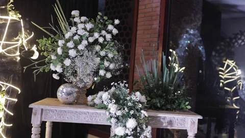 A Slow Motion Shot of an Indian Wedding Venue Decoration in India Stock Footage 313111403