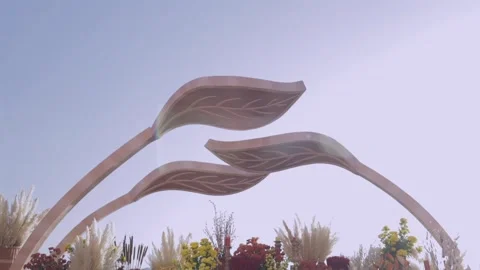 A Slow Motion Shot of an Indian Wedding Venue Decoration in India Stock Footage 313111436