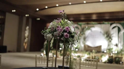 A Slow Motion Shot of an Indian Wedding Venue Decoration in India Stock Footage 313111475
