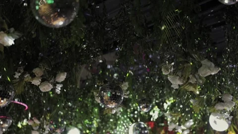 A Slow Motion Shot of an Indian Wedding Venue Decoration in India Stock Footage 313463330