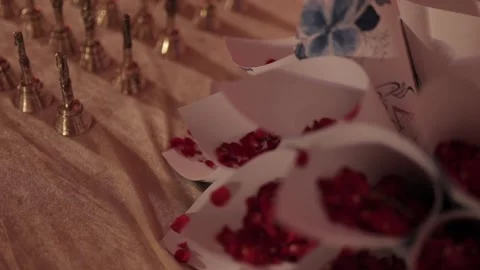 A Slow Motion Shot of an Indian Wedding Venue Decoration in India Stock Footage 313463344