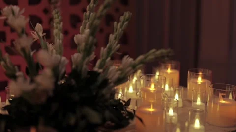 A Slow Motion Shot of an Indian Wedding Venue Decoration in India Stock Footage 313463353