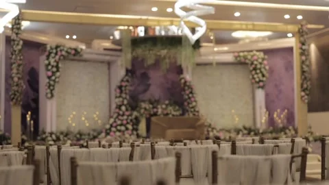 A Slow Motion Shot of an Indian Wedding Venue Decoration in India Stock Footage 313463380