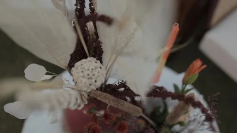 A Slow Motion Shot of an Indian Wedding Venue Decoration in India Stock Footage 313463446