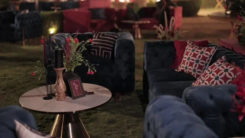 A Slow Motion Shot of an Indian Wedding Venue Decoration in India Stock-Footage 313463543