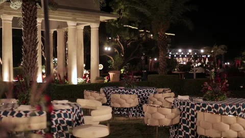 A Slow Motion Shot of an Indian Wedding Venue Decoration in India Stock Footage 313463551