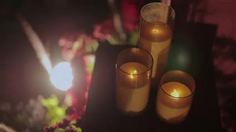 A Slow Motion Shot of an Indian Wedding Venue Decoration in India Stock Footage 313463557