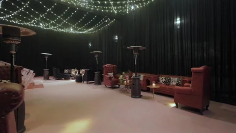 A Slow Motion Shot of an Indian Wedding Venue Decoration in India Stock Footage 313872425