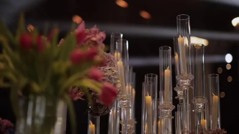 A Slow Motion Shot of an Indian Wedding Venue Decoration in India Stock Footage 313872453