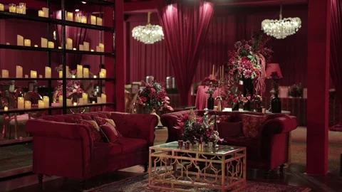 A Slow Motion Shot of an Indian Wedding Venue Decoration in India Stock Footage 314147481