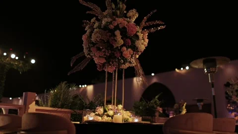 A Slow Motion Shot of an Indian Wedding Venue Decoration in India Stock Footage 314147641