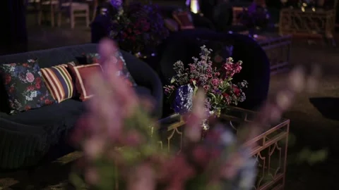 A Slow Motion Shot of an Indian Wedding Venue Decoration in India Vídeos de archivo 314147656