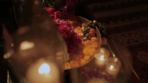A Slow Motion Shot of an Indian Wedding Venue Decoration in India Stock Footage 314816660
