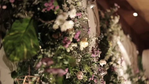 A Slow Motion Shot of an Indian Wedding Venue Decoration in India Stock Footage 315425317