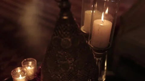 A Slow Motion Shot of an Indian Wedding Venue Decoration in India Stock Footage 315425899
