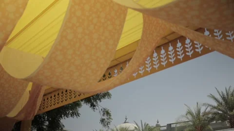 A Slow Motion Shot of an Indian Wedding Venue Decoration in India Stock Footage 317077904