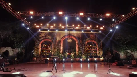 A Slow Motion Shot of an Indian Wedding Venue Decoration in India 스톡 동영상 329744596