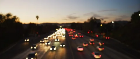 Slow Motion Shot Looking West with the 101 Highway in Los Angeles, CA Stock Footage 115473075