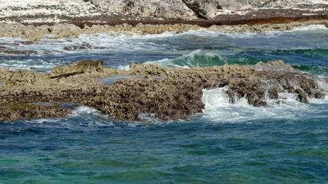 Slow motion shot of ocean waves in Cozumel Stock Footage 231166223