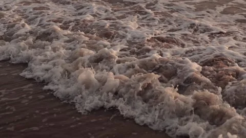 Slow motion shot of ocean waves onto the beach in Phuket, Thailand Stock Footage 327527436