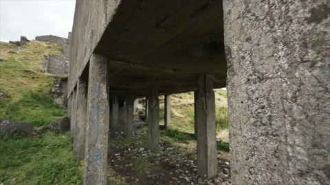 Slow motion shot of old derelict industrial buildings in Shropshire UK Stock Footage 132974641