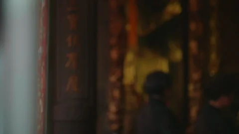 Slow motion shot of people make merit in Chinese Lunar New Year's Eve Stock Footage 88849975