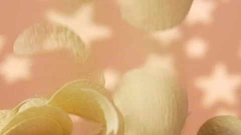 Slow Motion Shot of Potato Chips Falling On The Table Vídeos de archivo 299374270