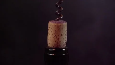 Slow motion shot of pulling the cork out of a wine bottle Stock Footage 170790458