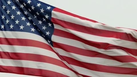 Slow motion shot of real USA flag in wind. Stock Footage 87254066