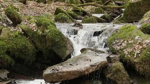 Slow motion shot of a river flow / waterfall Stock Footage 73226501