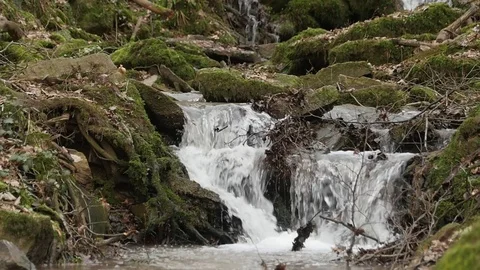 Slow motion shot of a river flow / waterfall Stock Footage 73226657